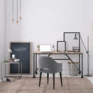 Homebuyer Budget & Savings Planner mockup on warm neutral home office desk with laptop and notepad